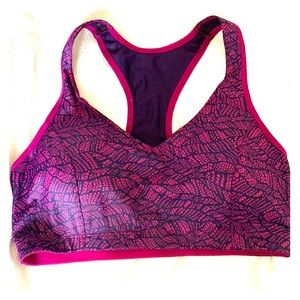 Brooks Moving Comfort fuschia/navy sports bra sz M